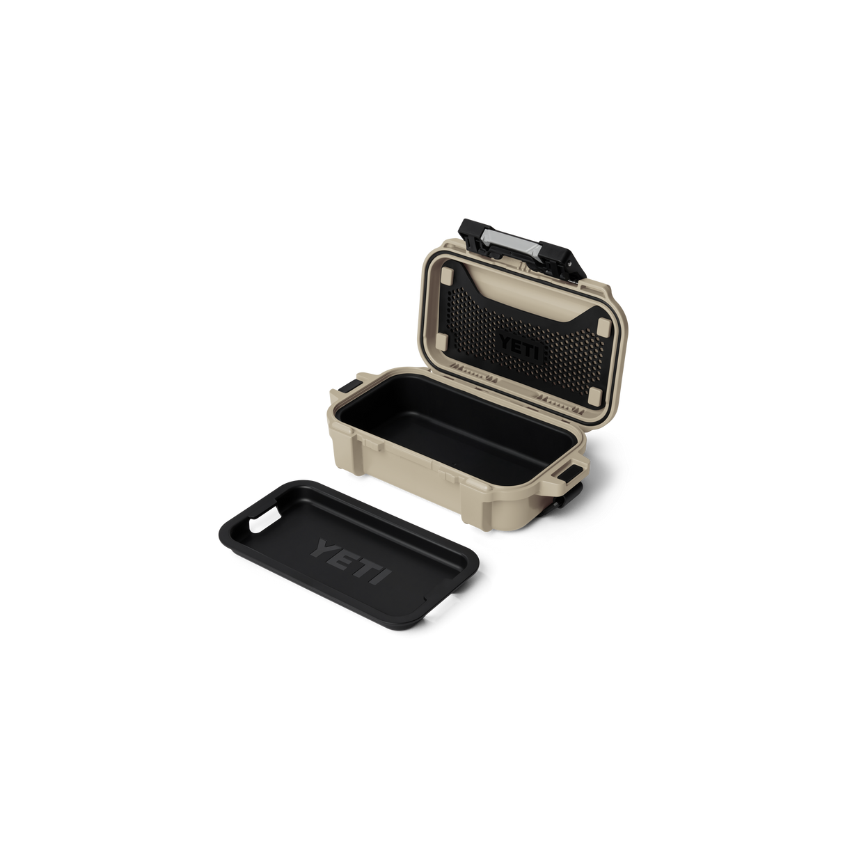 Detailing1 YETI LoadOut GoBox 1 Tan — geöffnet mit Tray