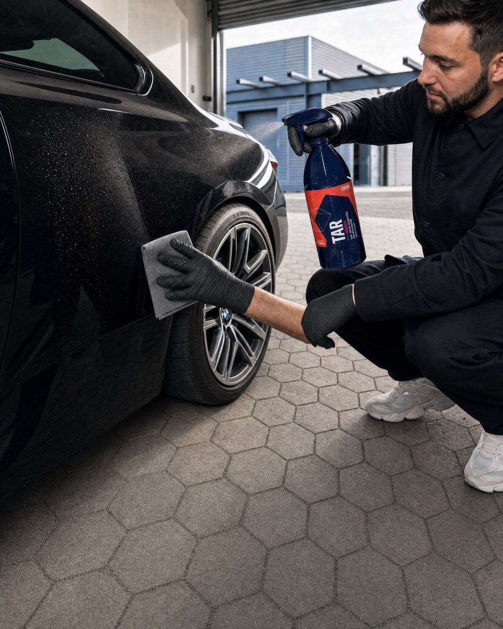 Detailing1 GYEON Q²M Tar — Baumharz und Teer vom schwarzen BMW lösen (Mobile)