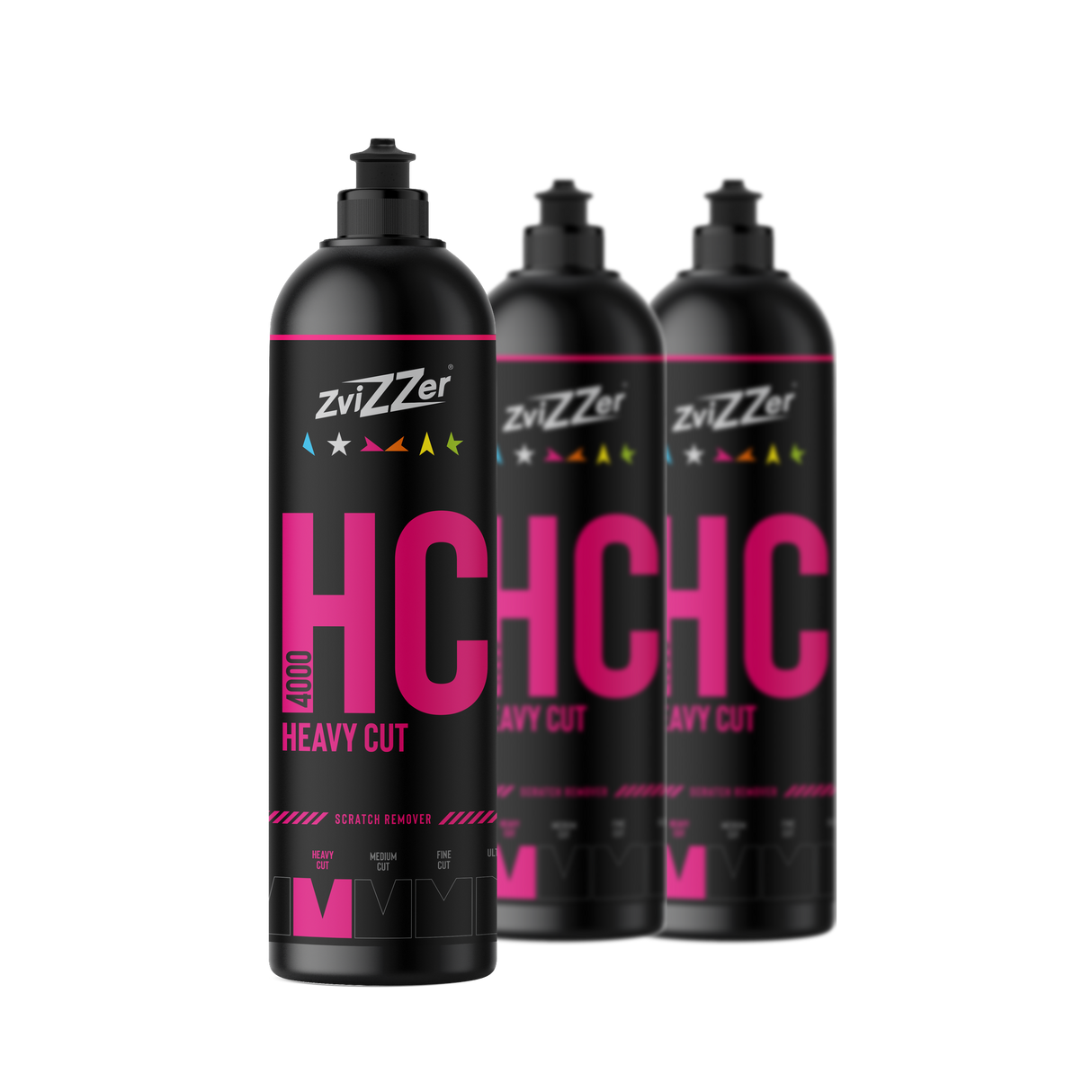 ZviZZer HC 4000 "Heavy Cut" (Rot) — Schleifpolitur 750 ml / 3er-Set
