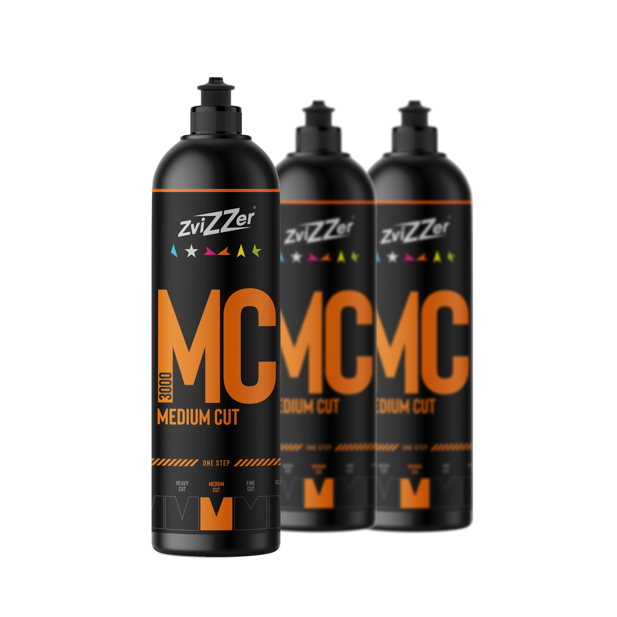 ZviZZer MC 3000 "Medium Cut" (Orange) — One-Step-Politur 750 ml / 3er-Set