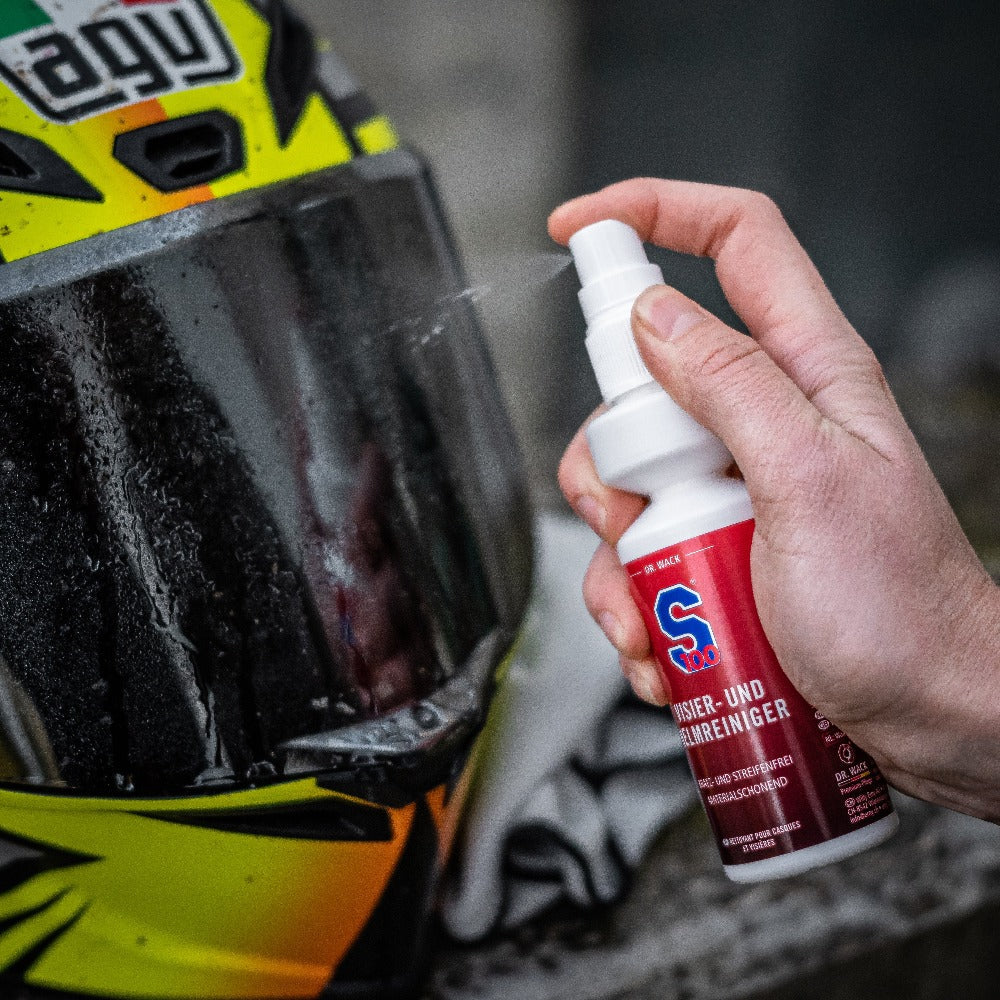 "S100" Visier- und Helmreiniger (Set mit Mikrofasertuch) für Motorrad Helmpflege