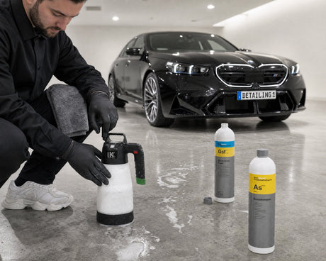 Detailing1 Spotlight: Koch-Chemie Gentle Snow Foam "Gsf", iK Foam Pro 2 und Autoshampoo "As" in der Halle